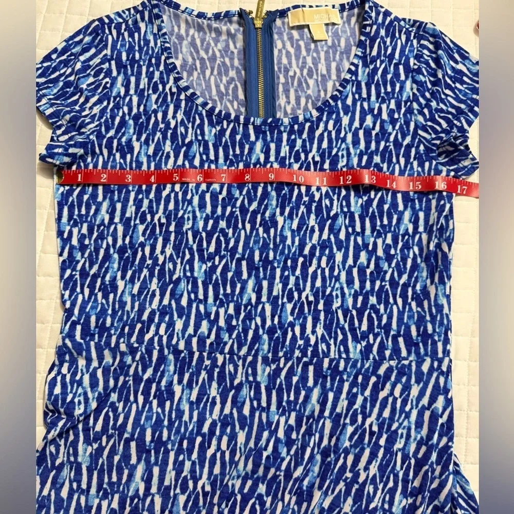 Michael Kors Abstract Blue and White Midi Dress